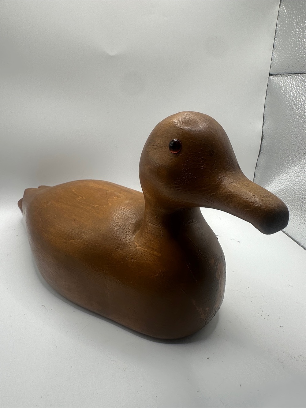 Handcrafted Brown Wooden Duck Figurine - Home Art Accent